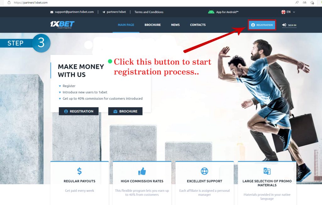 Simple way to register as an 1Xbet agent