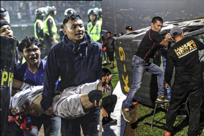 129ක් මරු තුරුලට රැගෙන ගිය ඉන්දුනීසියානු පාපන්දු තරගය-Soccer stadium crush in Indonesia leaves 125 dead