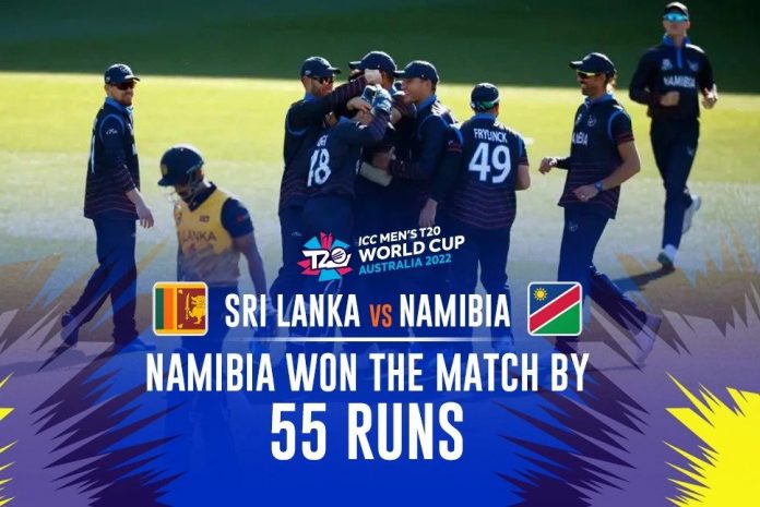 ආසියානු ශූරයන්ට නැබියාවෙන් පෙරලියක්-Namibia stun Sri Lanka to win by 55 runs -T20WC22