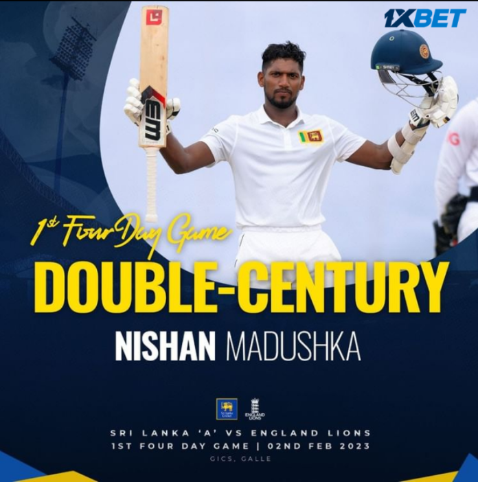 එංගලන්ත ලයන්ස්වරුන්ට තරු පෙන්වූ මොරටුවේ අරටුව -Nishan Madushka continues magical record run with unbeaten 207 in helping Sri Lanka A to 580/3