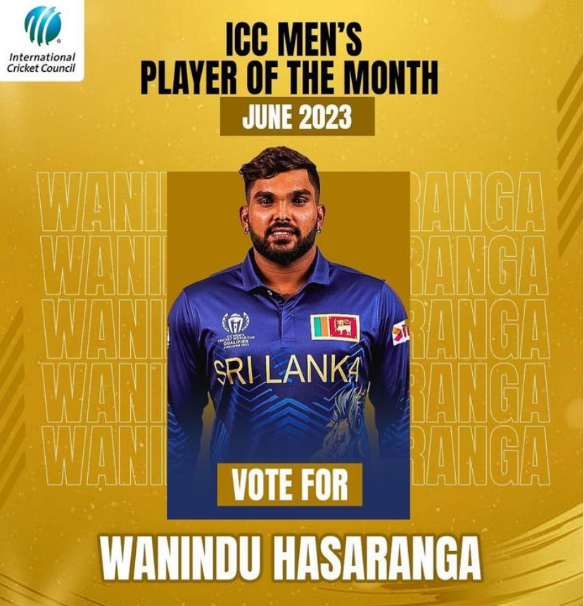 වනිඳුත් ජුනි මාසයේ දක්ෂතම ක්‍රීඩකයා තේරීමේ නම් අතරට - Wanidu named in ICC Men’s Player of the Month nominees for June