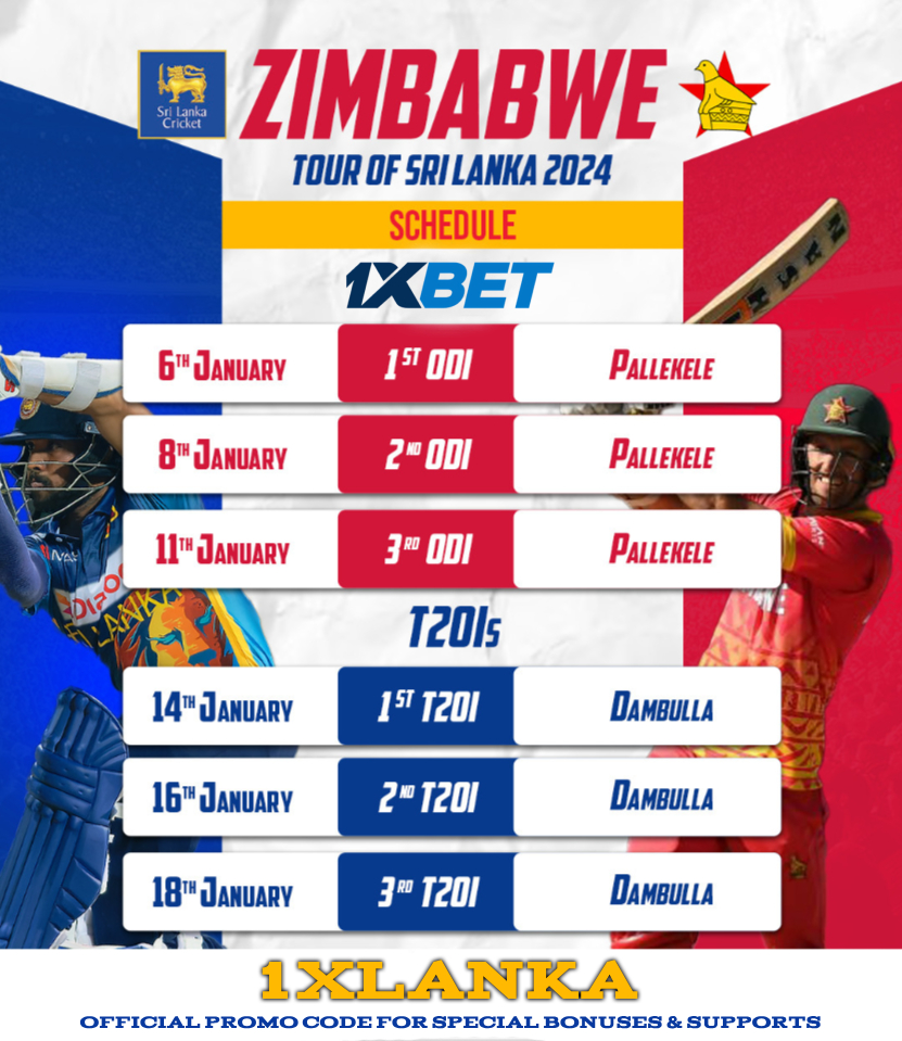 ශ්‍රී ලංකා -සිම්බාබ්වේ තරග කාලසටහන නිකුත් වෙයි-Sri Lanka-Zimbabwe match schedule is released.