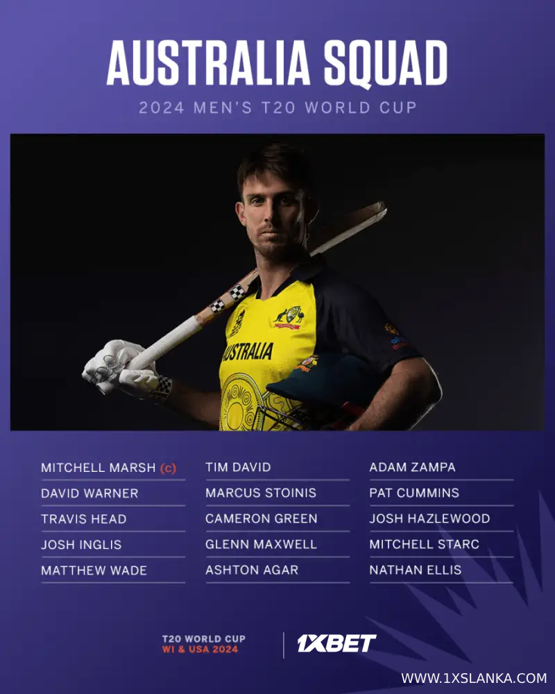 හොඳම ක්‍රීඩකයෙක් අත්හැර ඕස්ට්‍රේලියාව ලෝක කුසලානයට යයි!- Aussies reveal T20 World Cup squad, Marsh to lead 