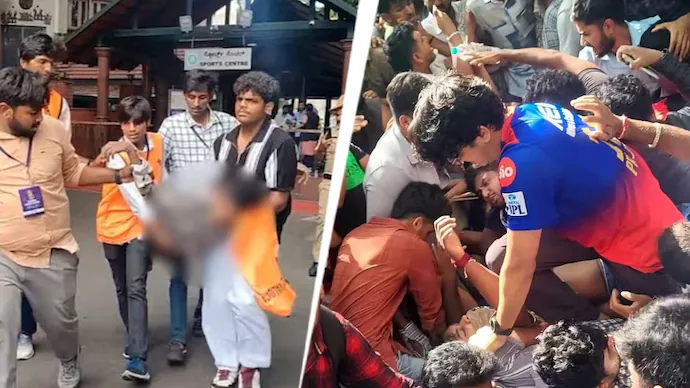 මුලු ඉන්දියාවම නිහඩ කළ  RCB ජයග්‍රහනය, ජය සමරන්න ආ 11ක් මරු තුරුලට.-At least 11 dead in stampede outside cricket stadium in southern India