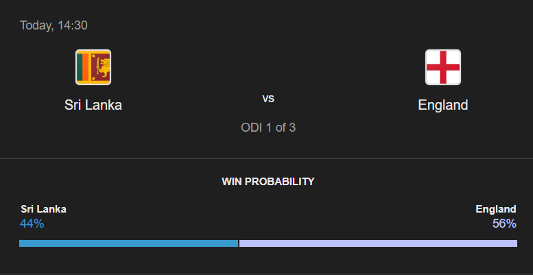 ශ්රී ලංකාව vs එංගලන්ත තරග අනාවැකිය, පළමු එක්දින තරගය තරඟයෙන් කවුද දිනන්නේ?